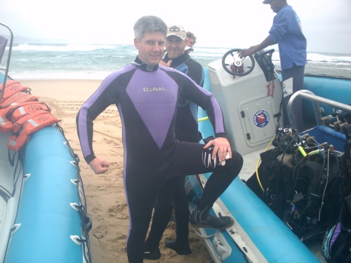 Justin demonstrates the virtues of a good wetsuit